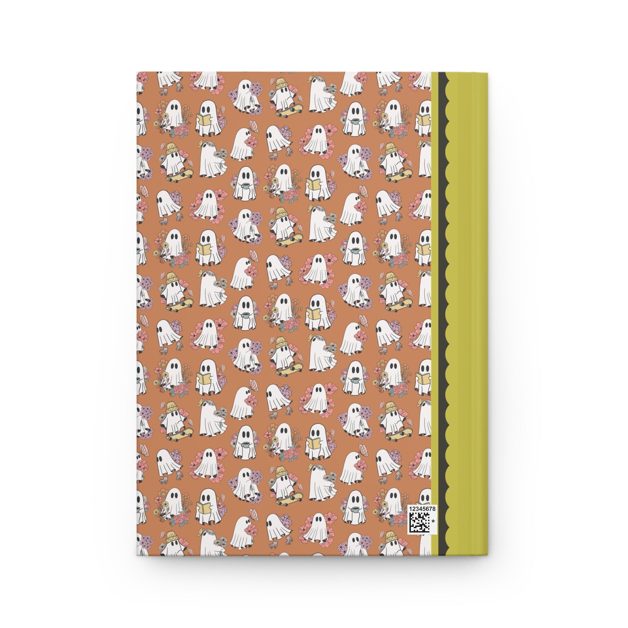Cute Ghost Lover Notebook with Flowers, Adorable Y2k Aesthetic Spooky Season Journal with Lined Pages, Retro Halloween Gift for Teacher or Student - Opal and June