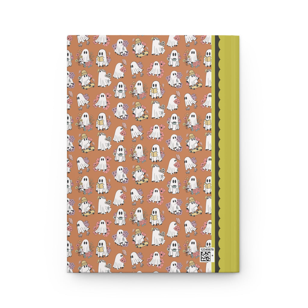 Cute Ghost Lover Notebook with Flowers, Adorable Y2k Aesthetic Spooky Season Journal with Lined Pages, Retro Halloween Gift for Teacher or Student - Opal and June