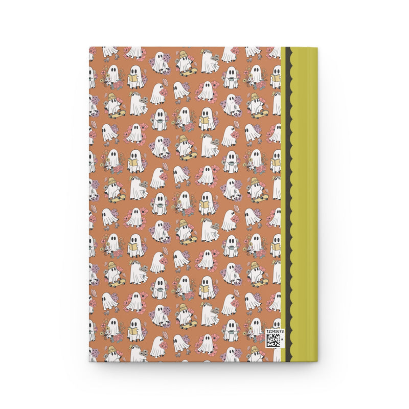 Cute Ghost Lover Notebook with Flowers, Adorable Y2k Aesthetic Spooky Season Journal with Lined Pages, Retro Halloween Gift for Teacher or Student - Opal and June