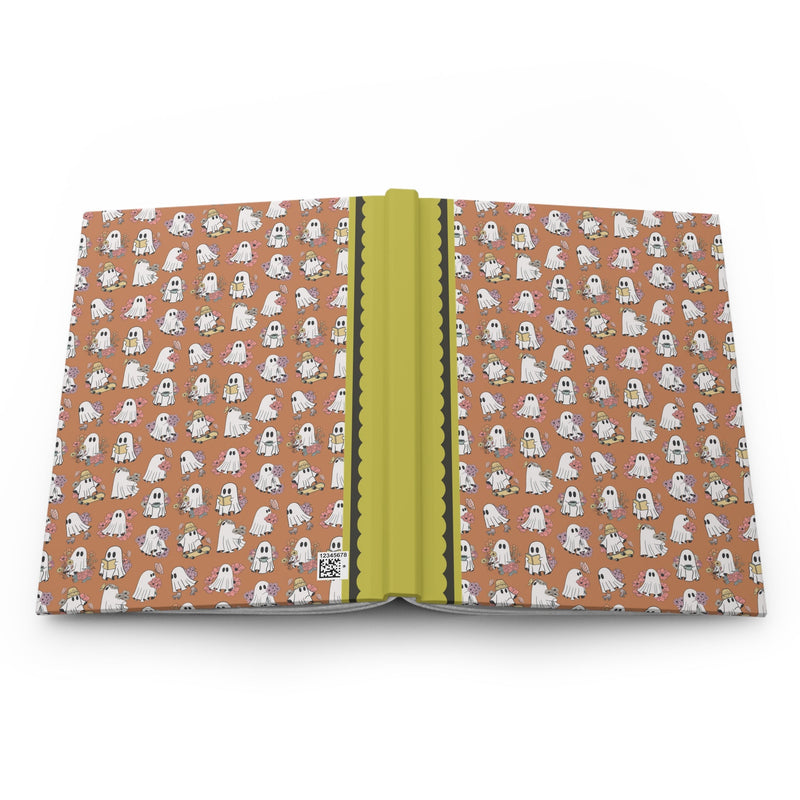 Cute Ghost Lover Notebook with Flowers, Adorable Y2k Aesthetic Spooky Season Journal with Lined Pages, Retro Halloween Gift for Teacher or Student - Opal and June