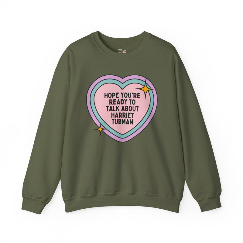Cute Harriet Tubman Sweatshirt for Women's History Month, American History Shirt with Heart, Social Studies Teacher, Black History Month - Opal and June