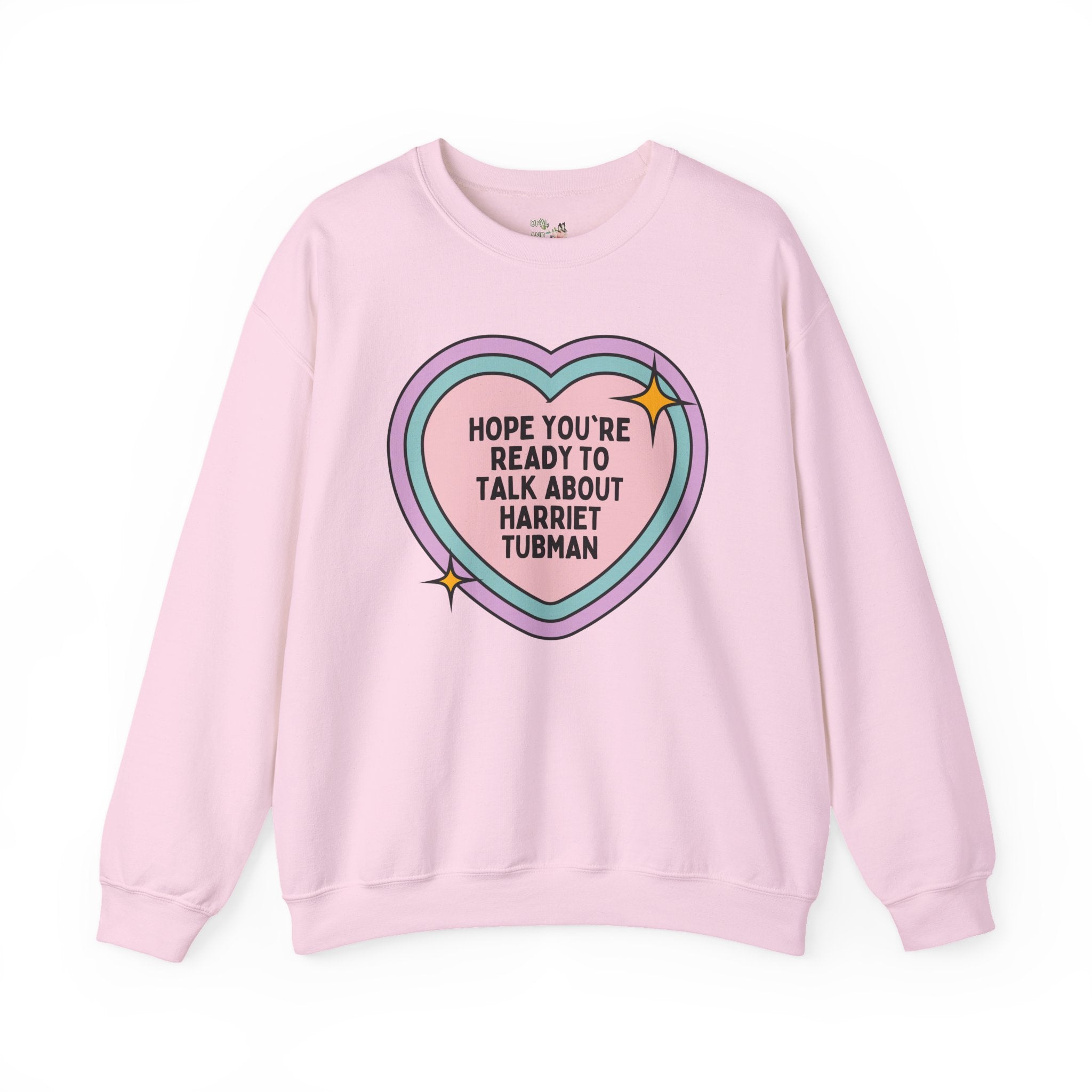 Cute Harriet Tubman Sweatshirt for Women's History Month, American History Shirt with Heart, Social Studies Teacher, Black History Month - Opal and June