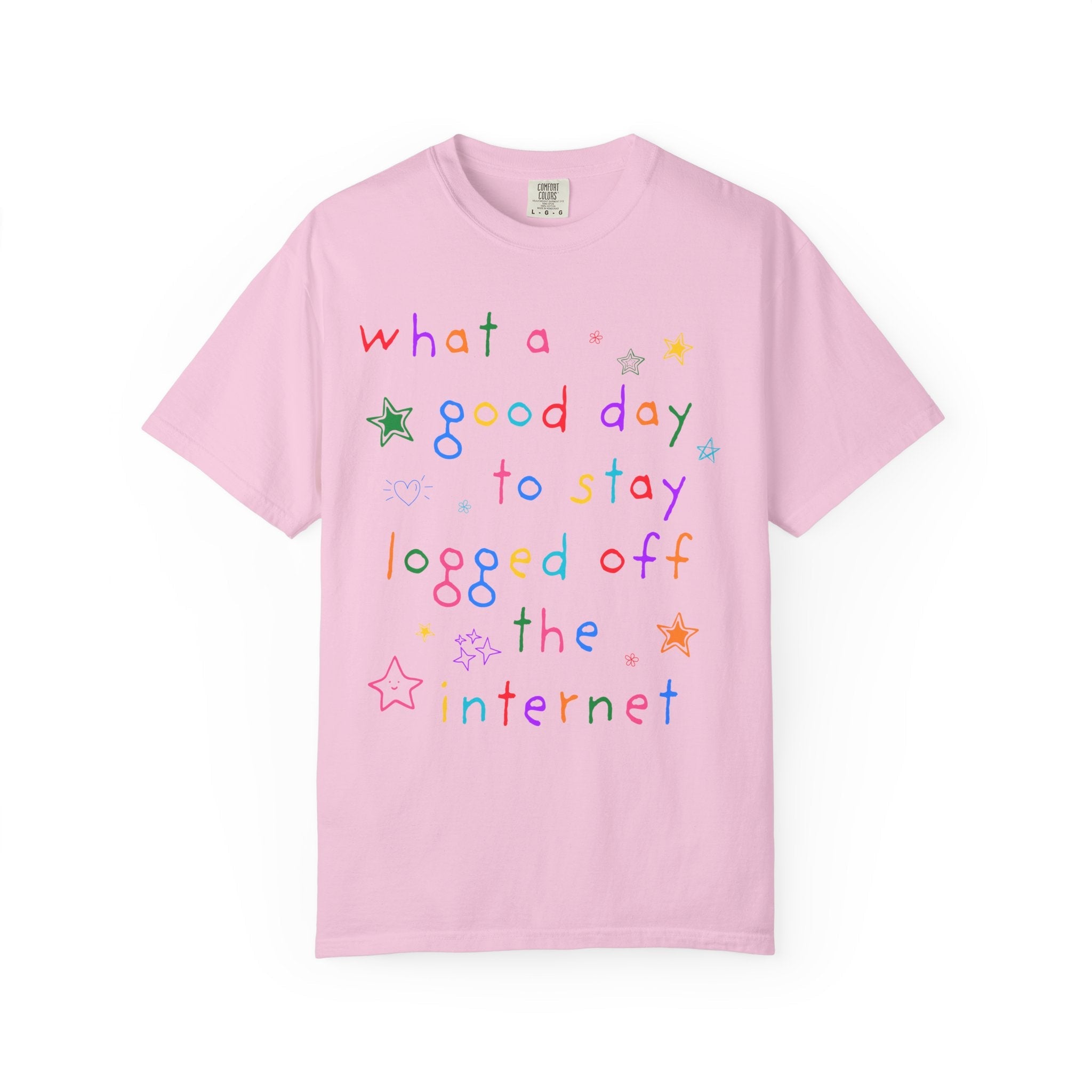 Cute Hiking or Doodle Outdoor T-Shirt with Stars: Colorful Nature Lover Present for Mom Who Loves Hiking or Gardening, Early 2000s Y2K Vibe - Opal and June