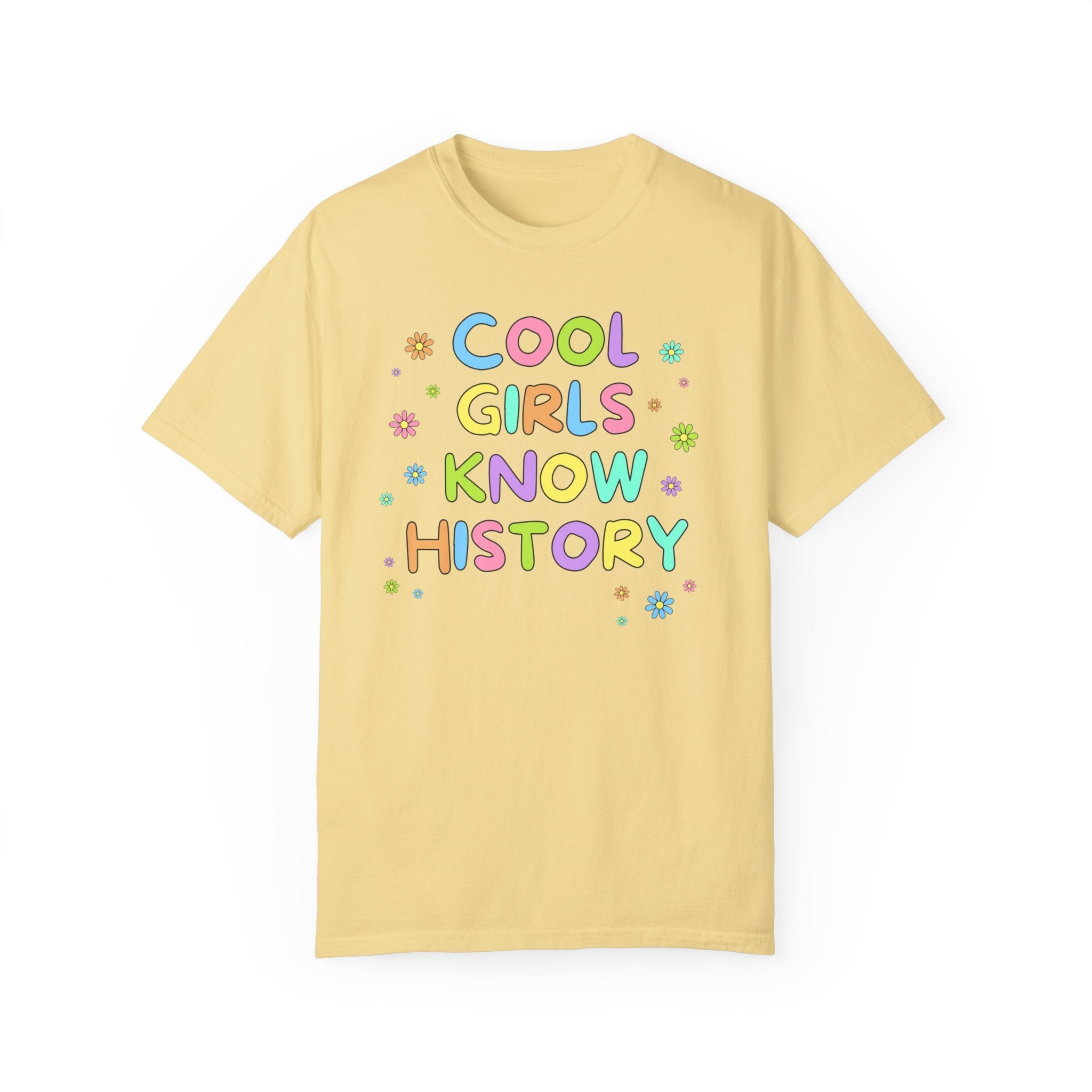 Cute History Teacher Tee Shirt for History Lover or History Buff: Cool Girls Know History, Silly Historian T-Shirt with Boho Retro Flowers - Opal and June