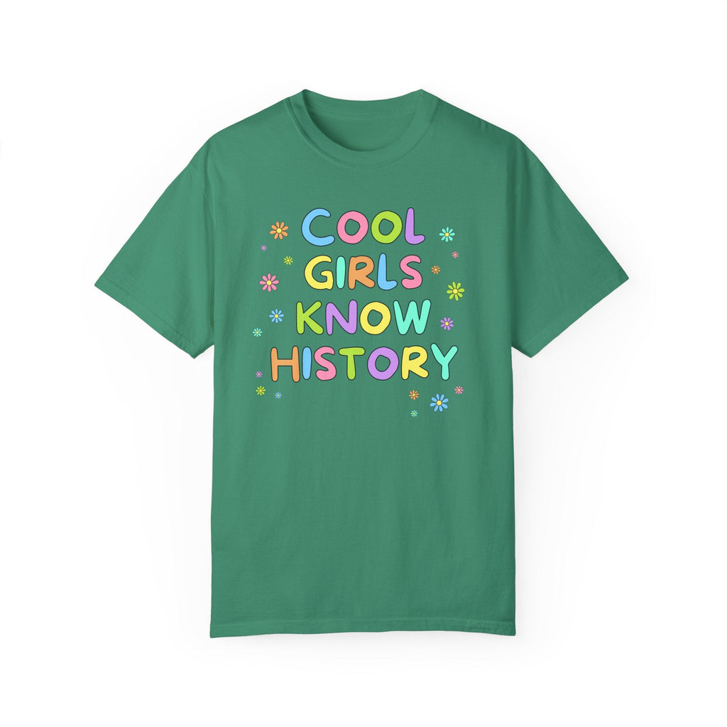 Cute History Teacher Tee Shirt for History Lover or History Buff: Cool Girls Know History, Silly Historian T-Shirt with Boho Retro Flowers - Opal and June