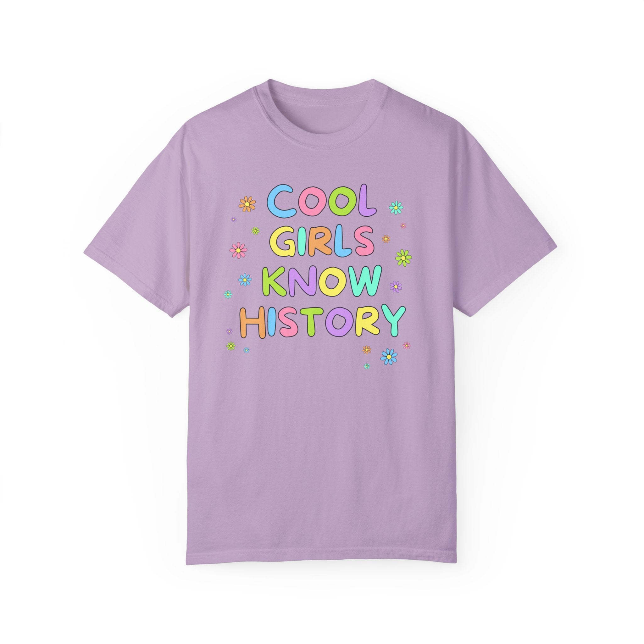 Cute History Teacher Tee Shirt for History Lover or History Buff: Cool Girls Know History, Silly Historian T-Shirt with Boho Retro Flowers - Opal and June