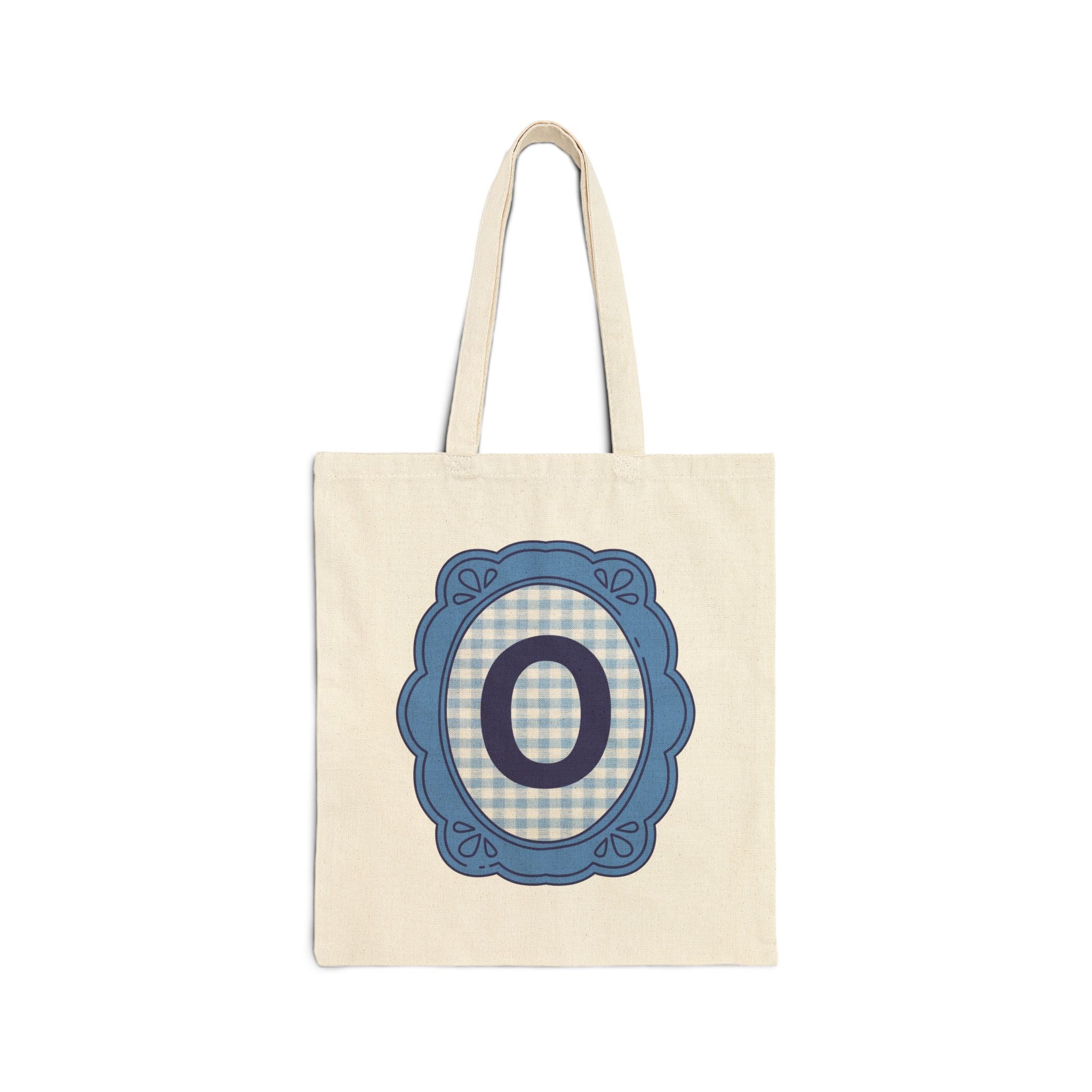 Cute Initial Tote Bag for Daughter, Gingham Birthday Present for Niece, Cousin or Sister, Pretty Matching Bachelorette Tote for Bridesmaid O - Opal and June