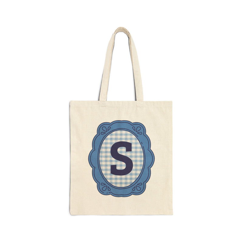 Cute Initial Tote Bag for Daughter, Gingham Birthday Present for Niece, Cousin or Sister, Pretty Matching Bachelorette Tote for Bridesmaid S - Opal and June