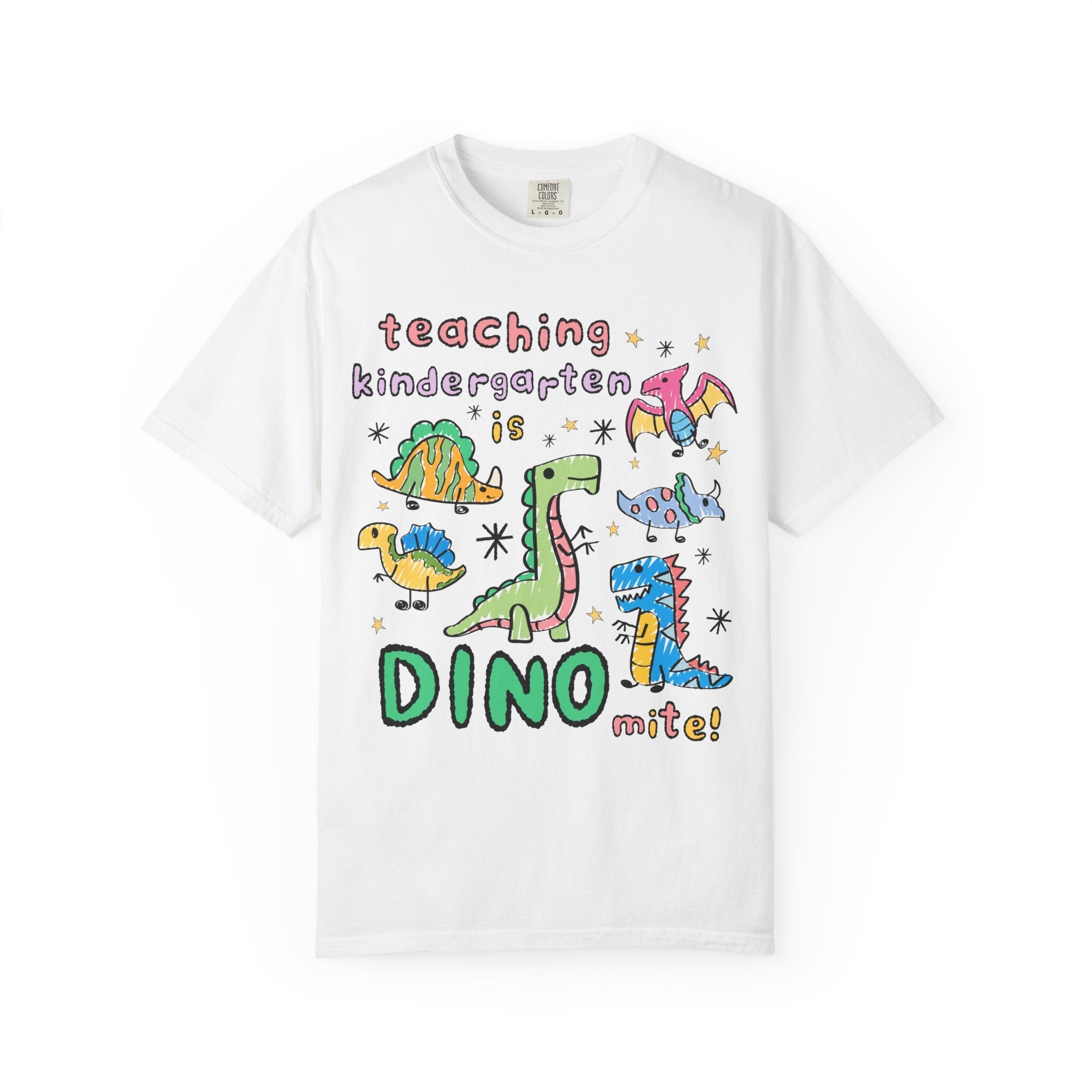 Cute Kindergarten Teacher Dinosaur Lover Tee Shirt for Back to School, Funny Saying Dinosaur T-Shirt for Teacher Team, Matching Teacher Tee - Opal and June
