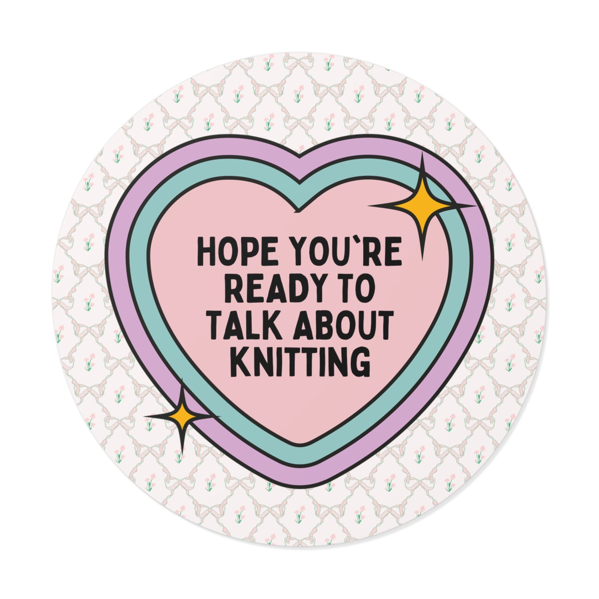 Cute Knitting Lover Sticker for Mom Who Loves Knitting, Funny Saying Knit Lover Sticker with Heart, Silly Mother's Day Gift for Grandma - Opal and June