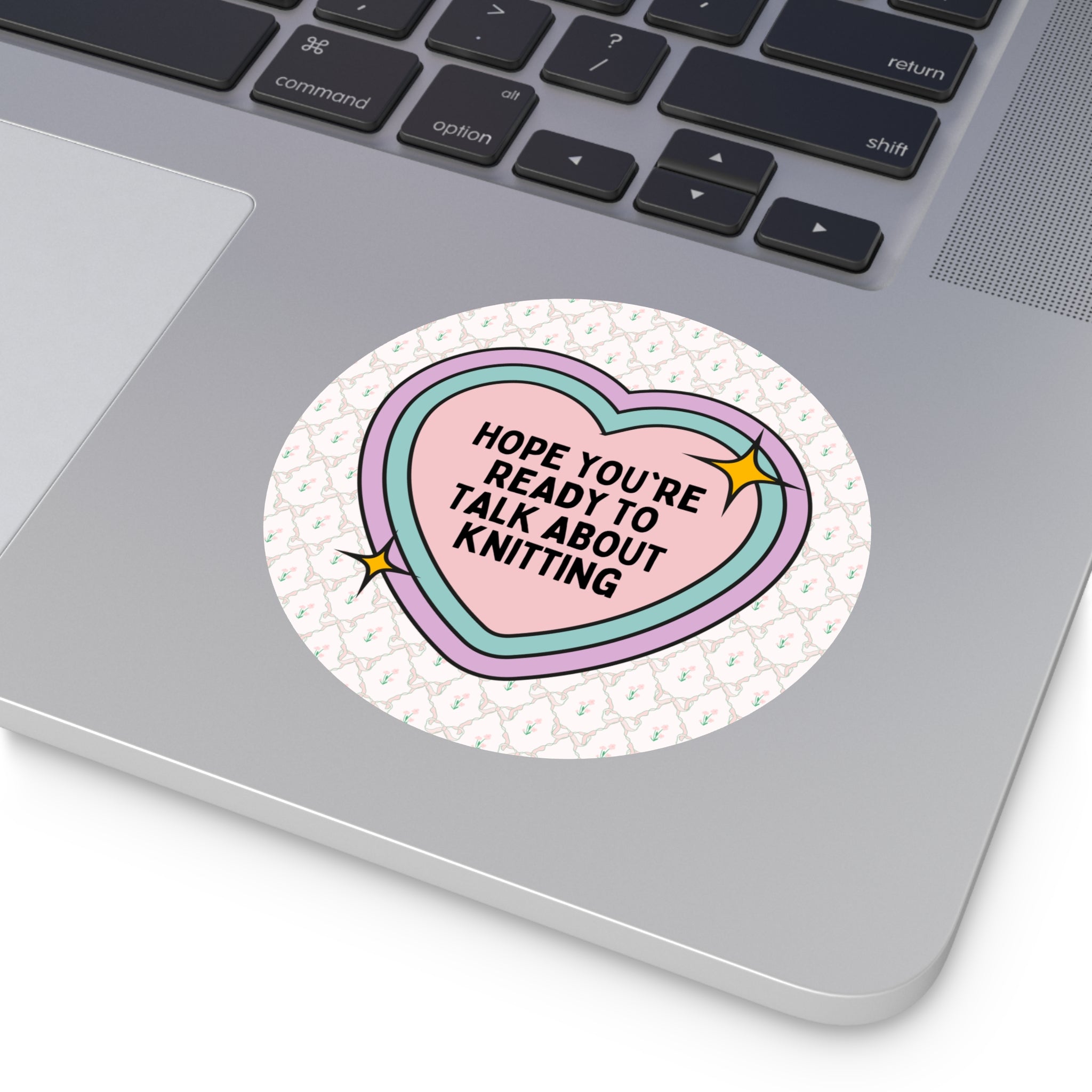 Cute Knitting Lover Sticker for Mom Who Loves Knitting, Funny Saying Knit Lover Sticker with Heart, Silly Mother's Day Gift for Grandma - Opal and June