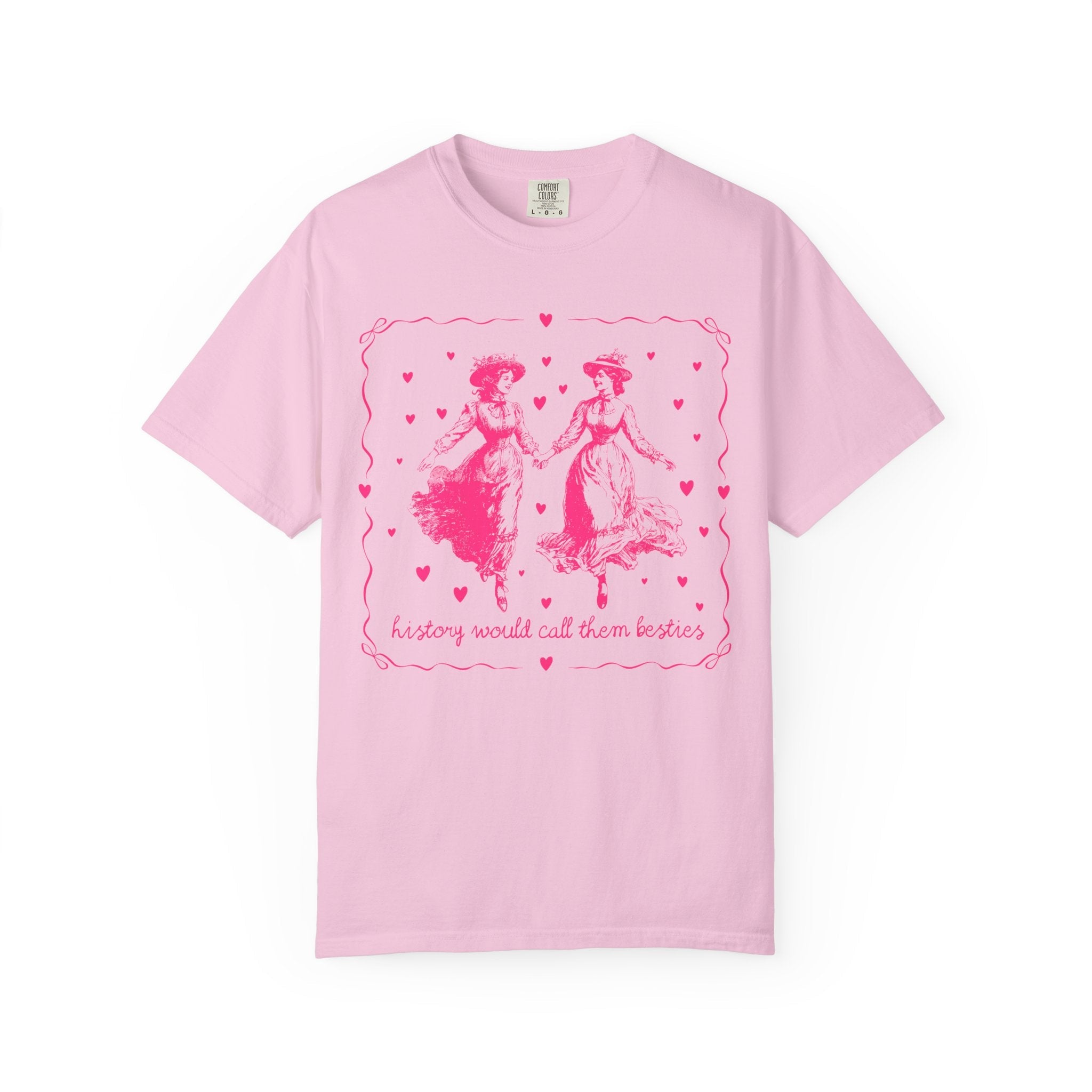 Cute Lesbian LGBTQ Tee Shirt with Hearts, Hot Pink Aesthetic Gay Rights T-Shirt, Equal Rights 90s T-Shirt for Feminist, Women's History Tee - Opal and June