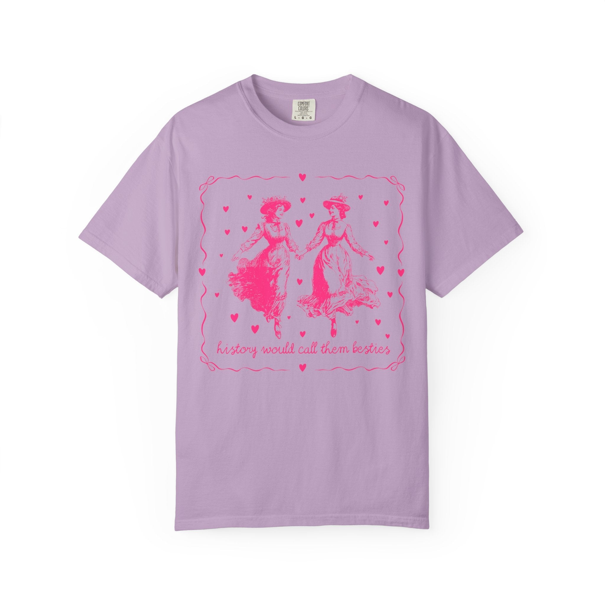 Cute Lesbian LGBTQ Tee Shirt with Hearts, Hot Pink Aesthetic Gay Rights T-Shirt, Equal Rights 90s T-Shirt for Feminist, Women's History Tee - Opal and June
