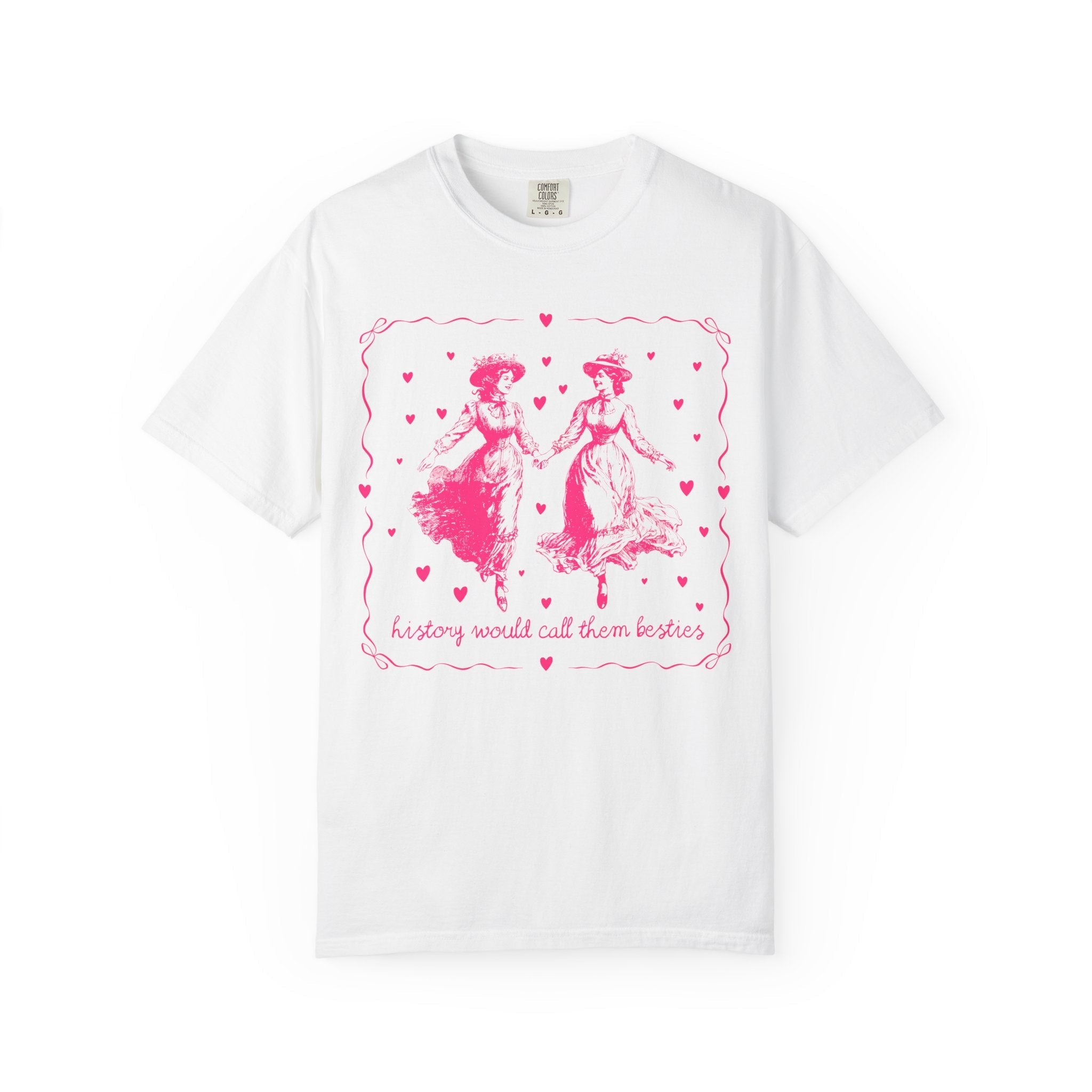 Cute Lesbian LGBTQ Tee Shirt with Hearts, Hot Pink Aesthetic Gay Rights T-Shirt, Equal Rights 90s T-Shirt for Feminist, Women's History Tee - Opal and June