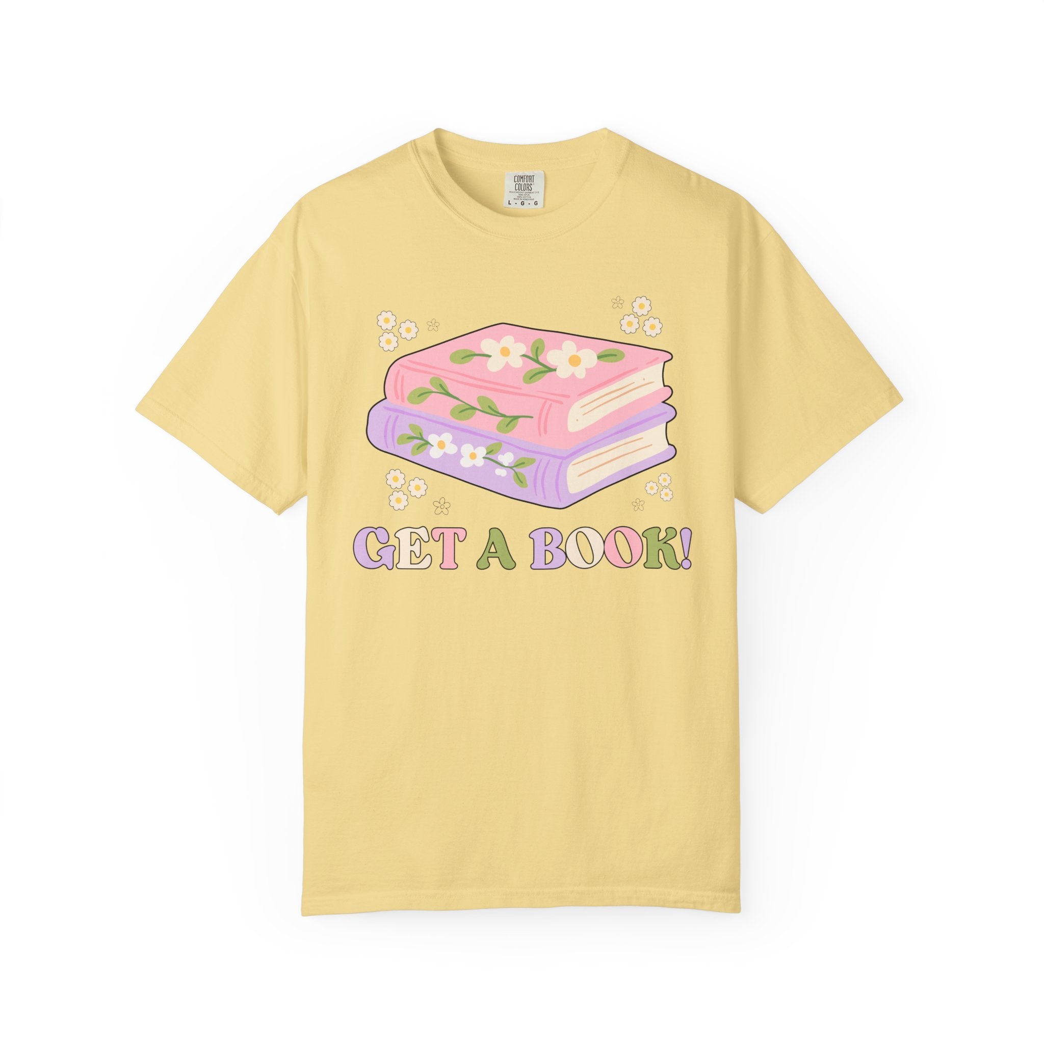 Cute Librarian Tee Shirt with Groovy Retro Aesthetic: Read a Book! Funny Saying School Librarian or Reading Teacher T-Shirt with Flowers - Opal and June