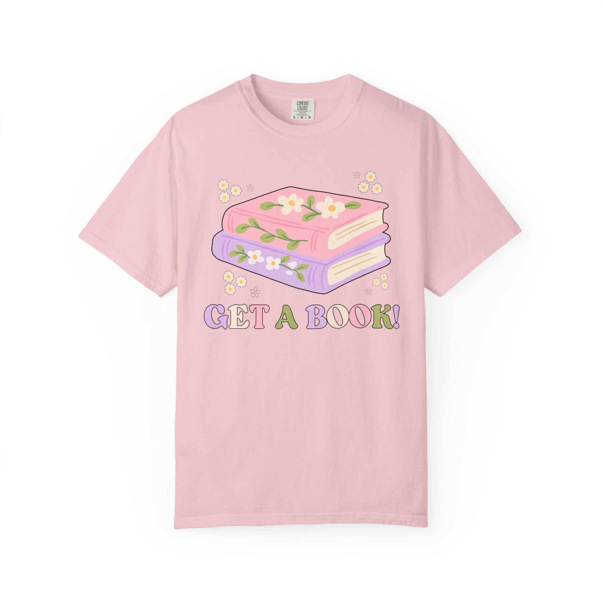 Cute Librarian Tee Shirt with Groovy Retro Aesthetic: Read a Book! Funny Saying School Librarian or Reading Teacher T-Shirt with Flowers - Opal and June