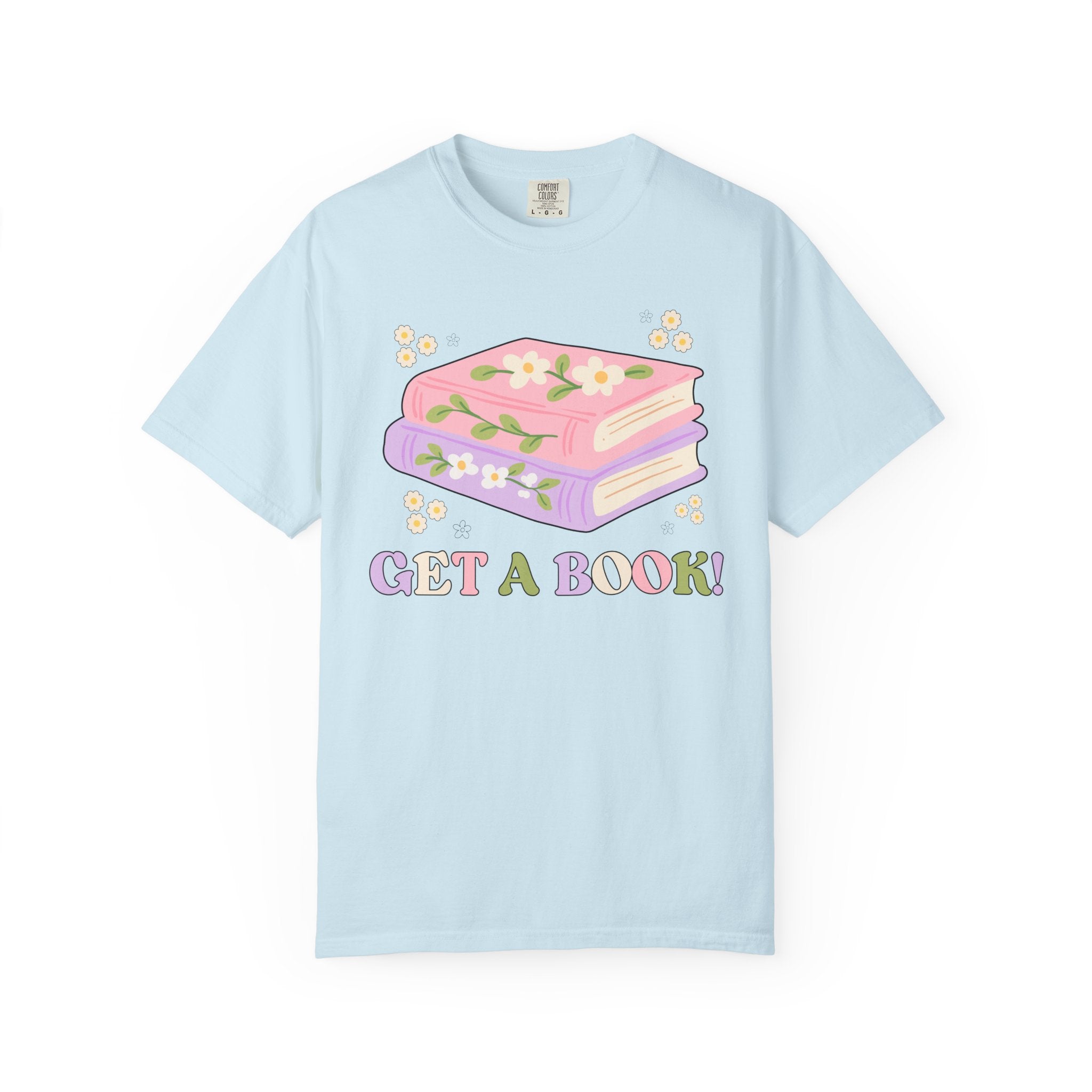 Cute Librarian Tee Shirt with Groovy Retro Aesthetic: Read a Book! Funny Saying School Librarian or Reading Teacher T-Shirt with Flowers - Opal and June