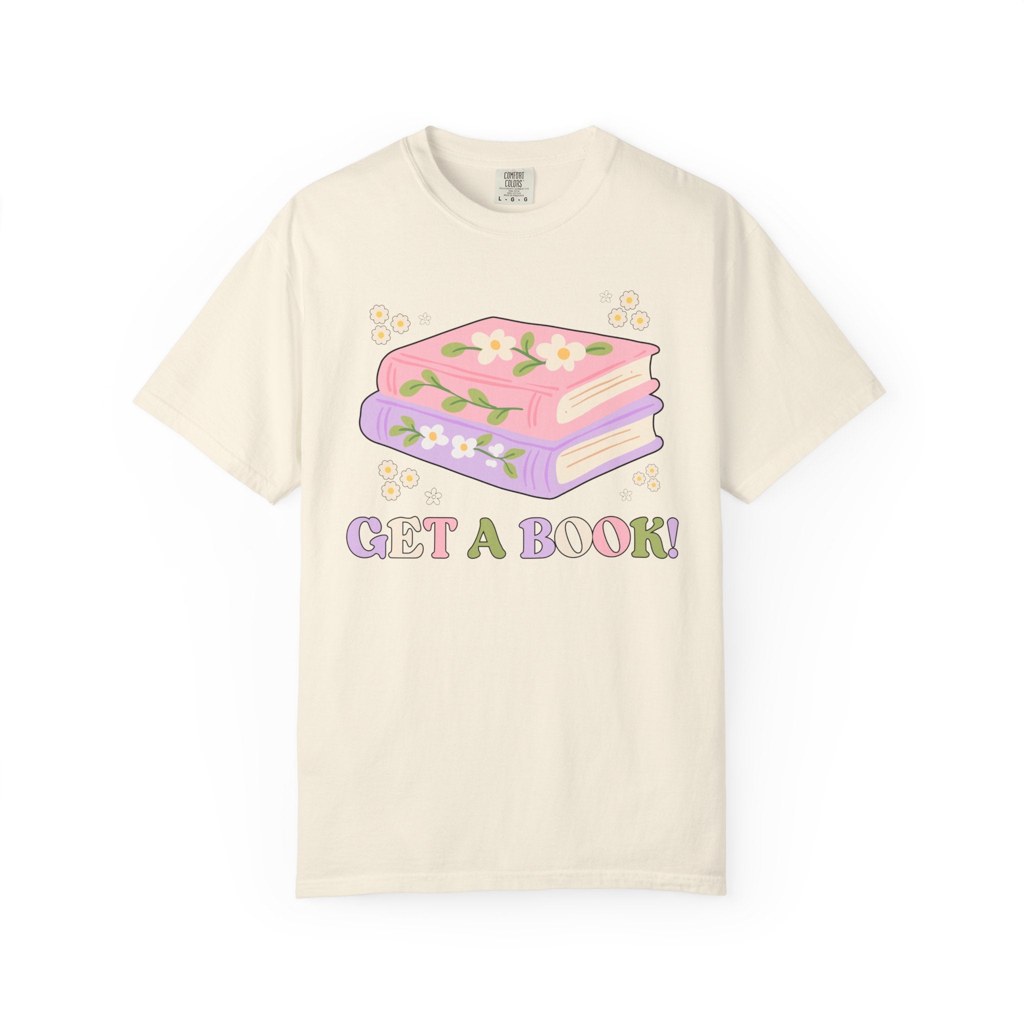 Cute Librarian Tee Shirt with Groovy Retro Aesthetic: Read a Book! Funny Saying School Librarian or Reading Teacher T-Shirt with Flowers - Opal and June