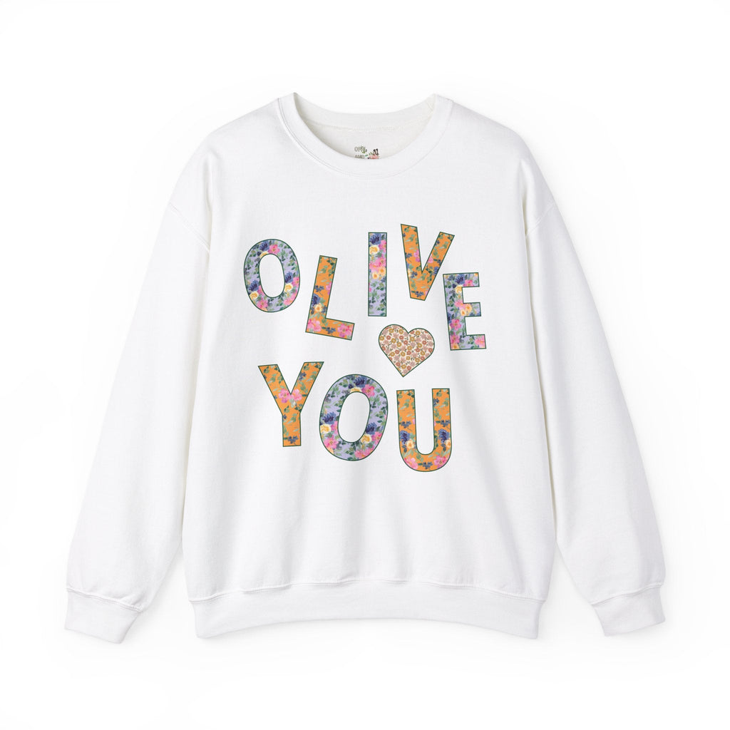 Cute Matching Sweatshirt for Friend Group or Sisters: Sweet Cottagecore Shirt with Funny Saying, Olive You Valentine's Day Matching Gift - Opal and June