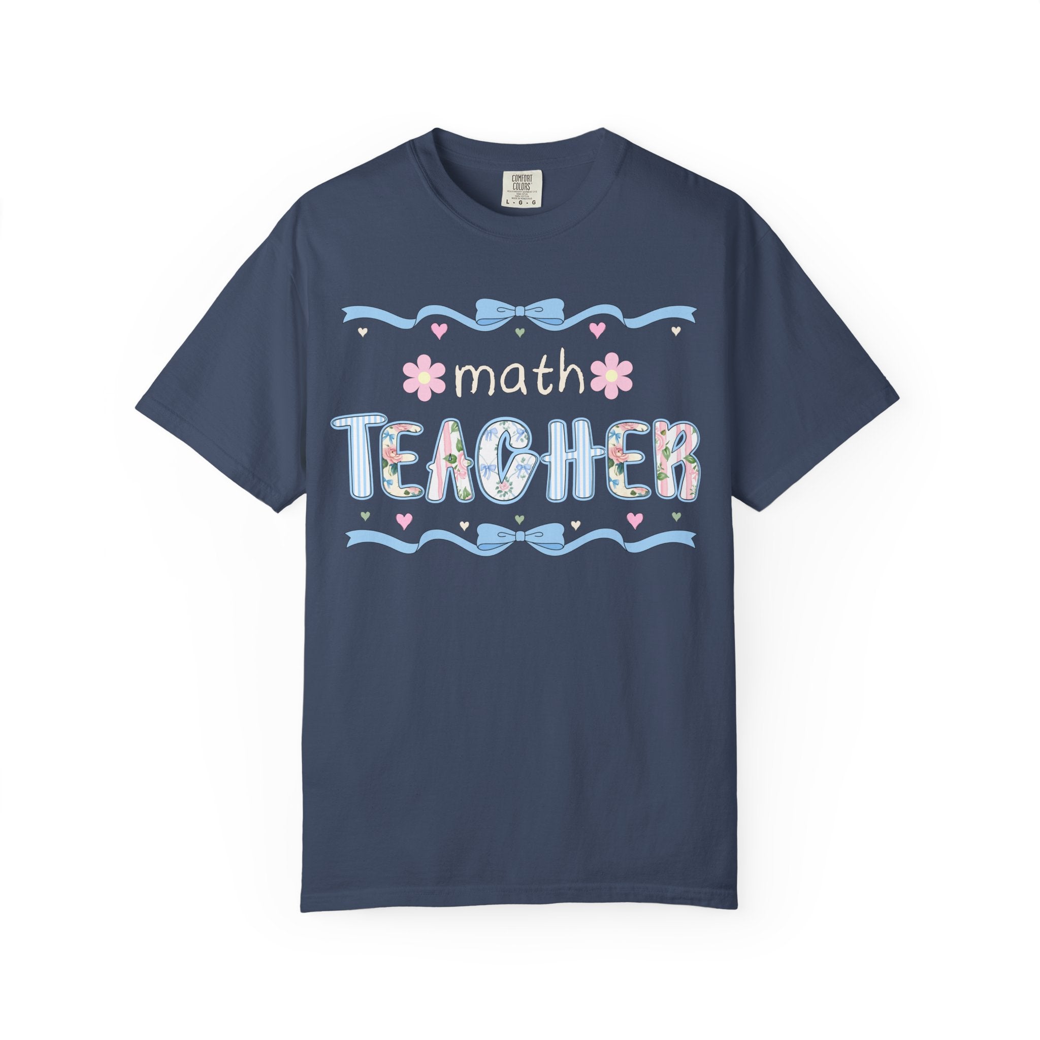 Cute Math Teacher Tee Shirt with Vintage Botanical Vibe, Nineties Aesthetic Middle School Math Shirt for Back to School, First Day of School - Opal and June