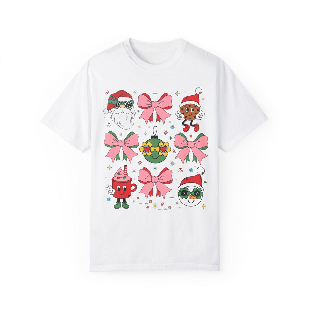 Cute Pastel Christmas T-Shirt with Groovy Coquette Bows - Opal and June