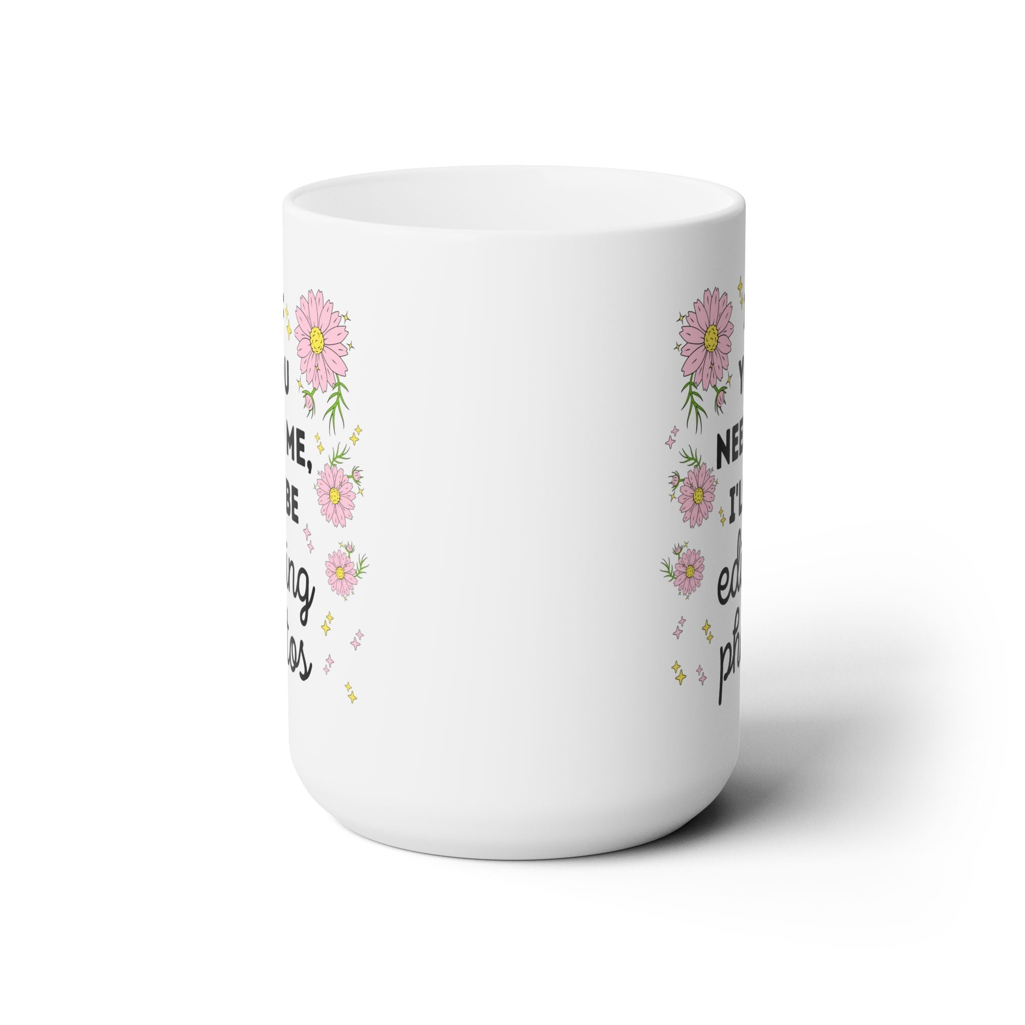 Cute Photographer Gift with Flowers: 15 Oz Coffee Mug | Editing Day Coffee Mug for Wedding Photographer, Photography Major Gift for Student - Opal and June