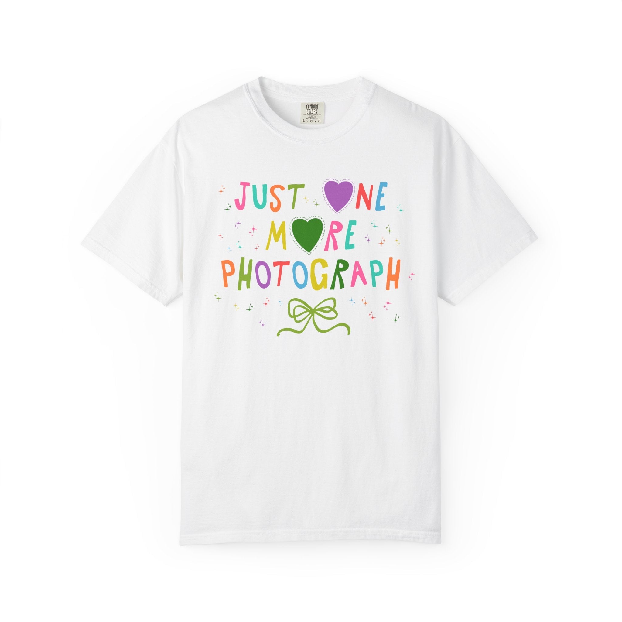 Cute Photographer Tee Shirt for Wedding Photographer or Family Photographer, Photography Major Gift: Just One More Photograph - Opal and June