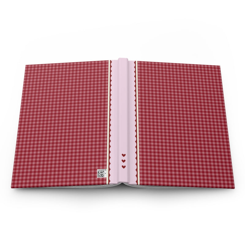 Cute Plaid Notebook with Hearts: Red - Opal and June