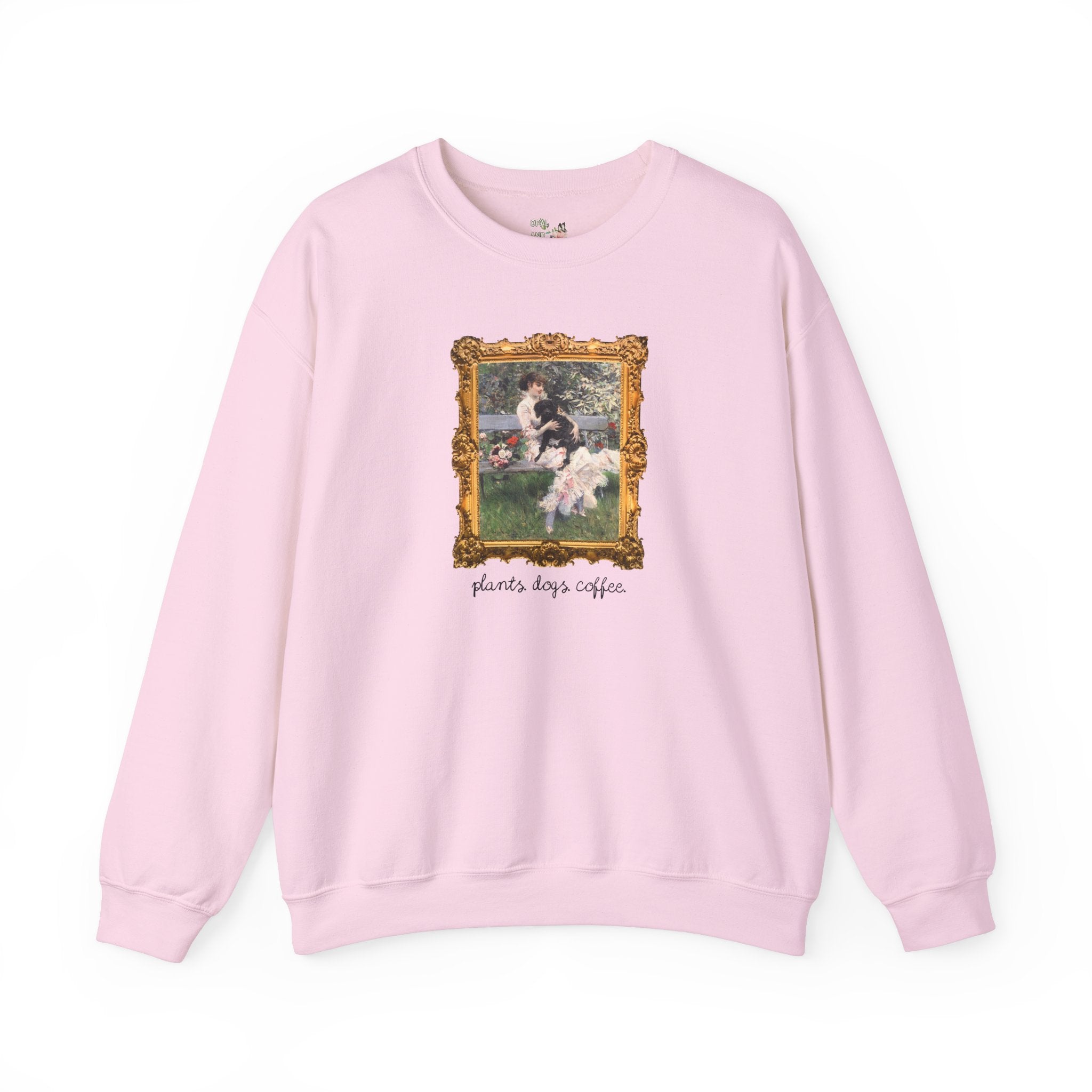 Cute Plant Sweatshirt for Art Historian Who Loves Gardening and Coffee, Cute Mother's Day Gift for Dog Lover, Gardening Gift for Grandma - Opal and June