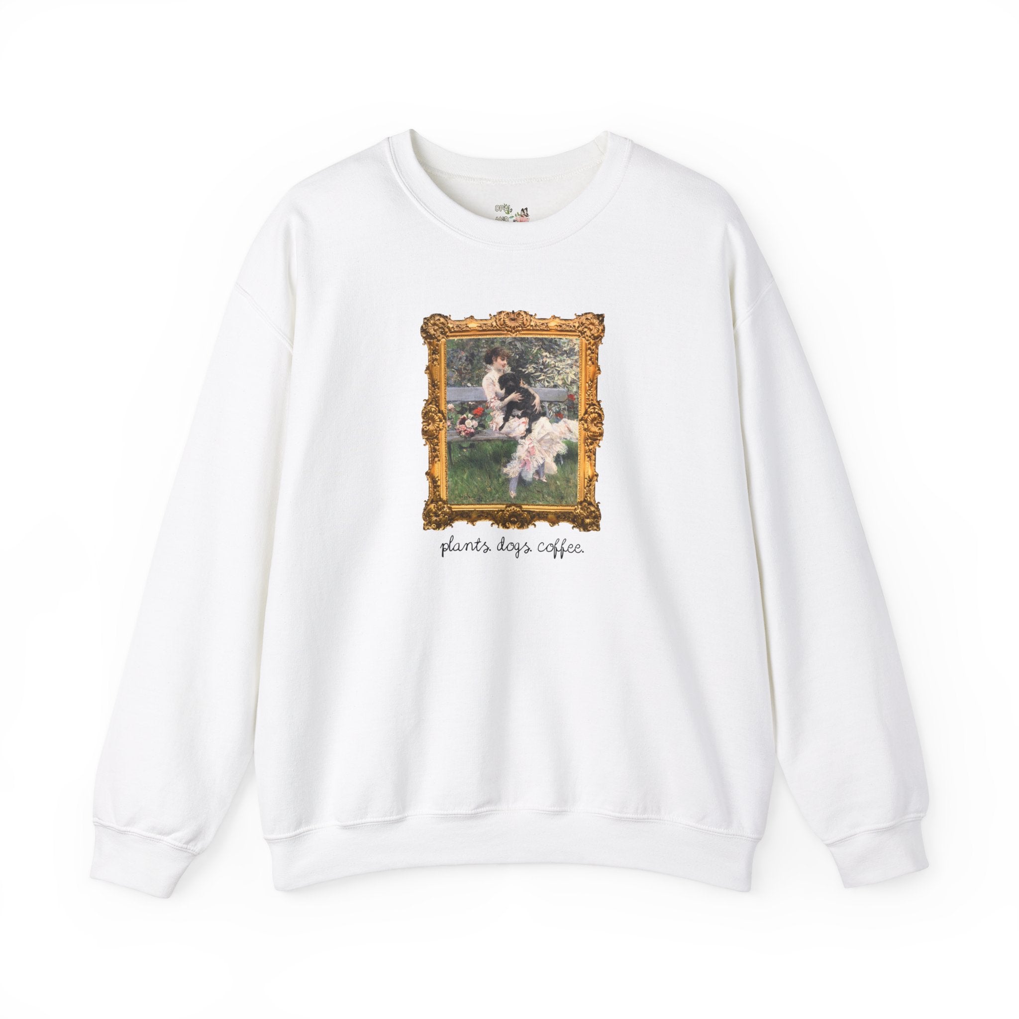 Cute Plant Sweatshirt for Art Historian Who Loves Gardening and Coffee, Cute Mother's Day Gift for Dog Lover, Gardening Gift for Grandma - Opal and June