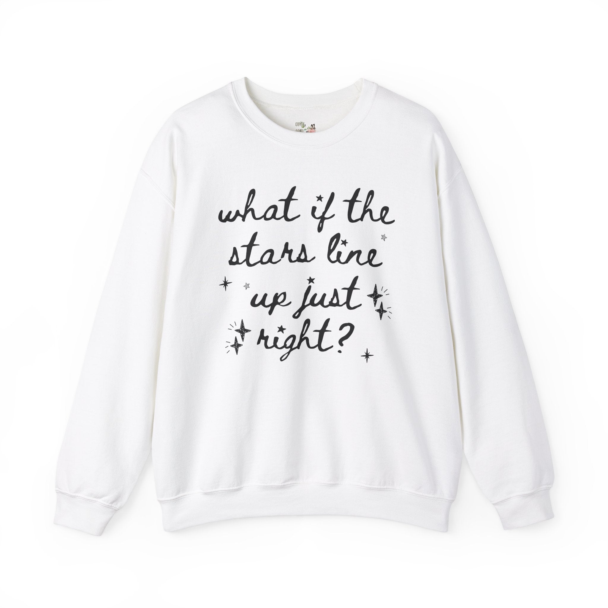 Cute Positive Affirmation Sweatshirt with Stars, Cozy Goblincore Shirt, Celestial Magic Witchy Vibes: What if the Stars Line Up Just Right? - Opal and June