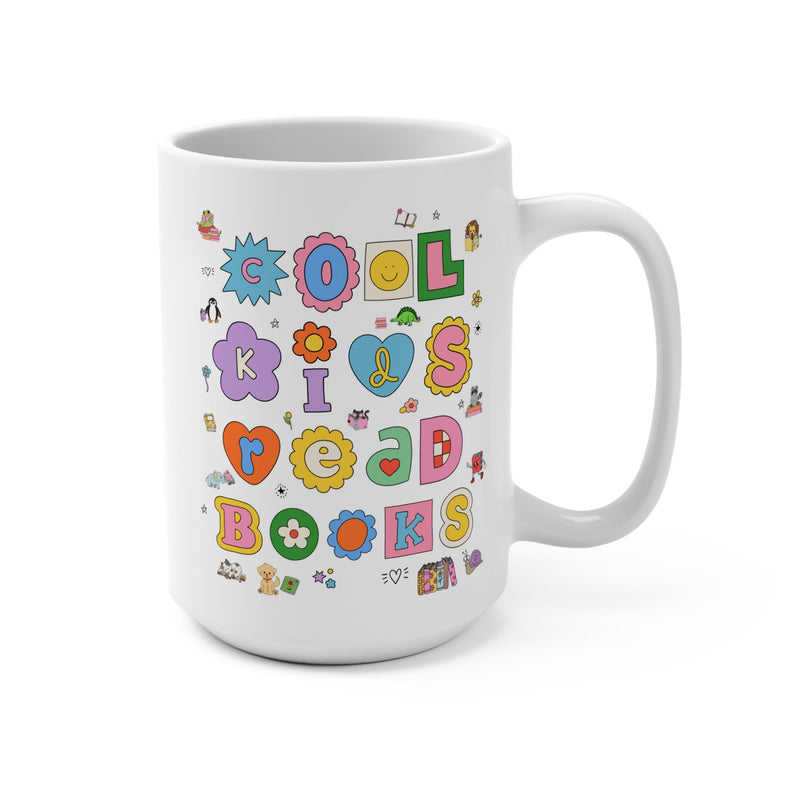 Cute Reading Teacher 15 Oz Coffee Mug School Librarian, Elementary School Teacher, Adorable Y2K Aesthetic Mug, Book Lover Cup for Reader - Opal and June