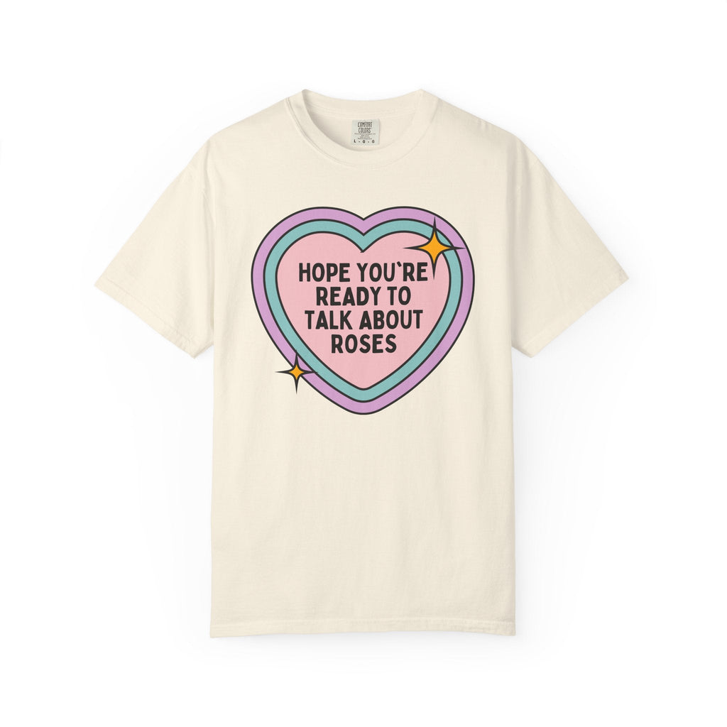 Cute Rose Gardening Tee Shirt for Mom Who Loves Growing Roses, Colorful Maximalist Garden Lover T-Shirt with Heart for Daughter who Gardens - Opal and June
