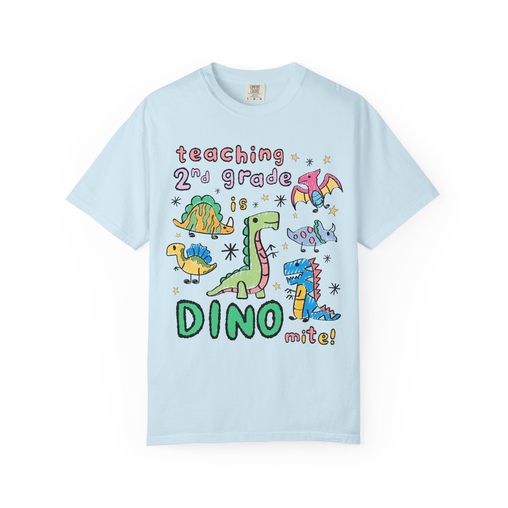 Cute Second Grade Teacher Dinosaur Lover Tee Shirt for Back to School, Funny Saying Dinosaur T-Shirt for Teacher Team, Matching Teacher Tee - Opal and June