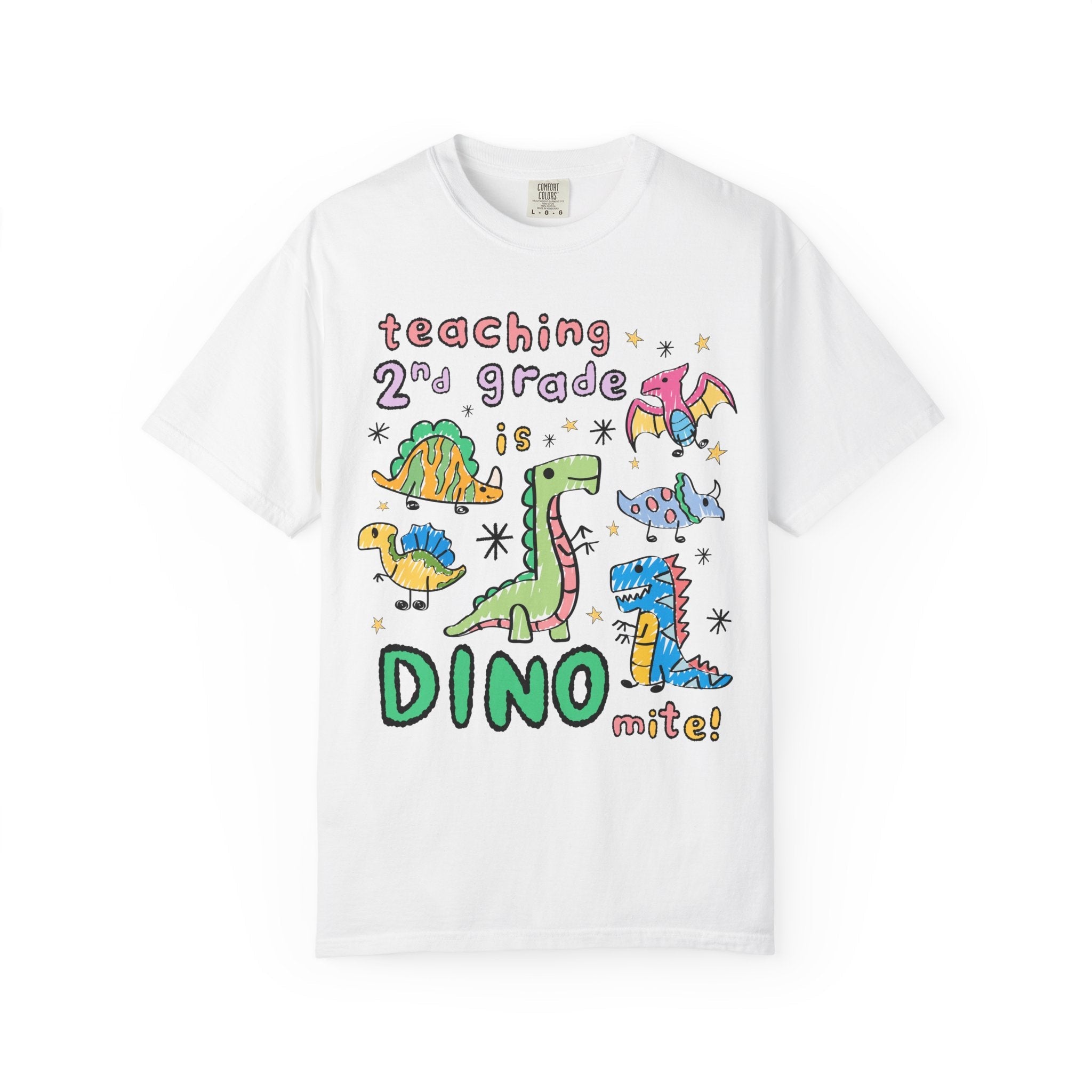 Cute Second Grade Teacher Dinosaur Lover Tee Shirt for Back to School, Funny Saying Dinosaur T-Shirt for Teacher Team, Matching Teacher Tee - Opal and June