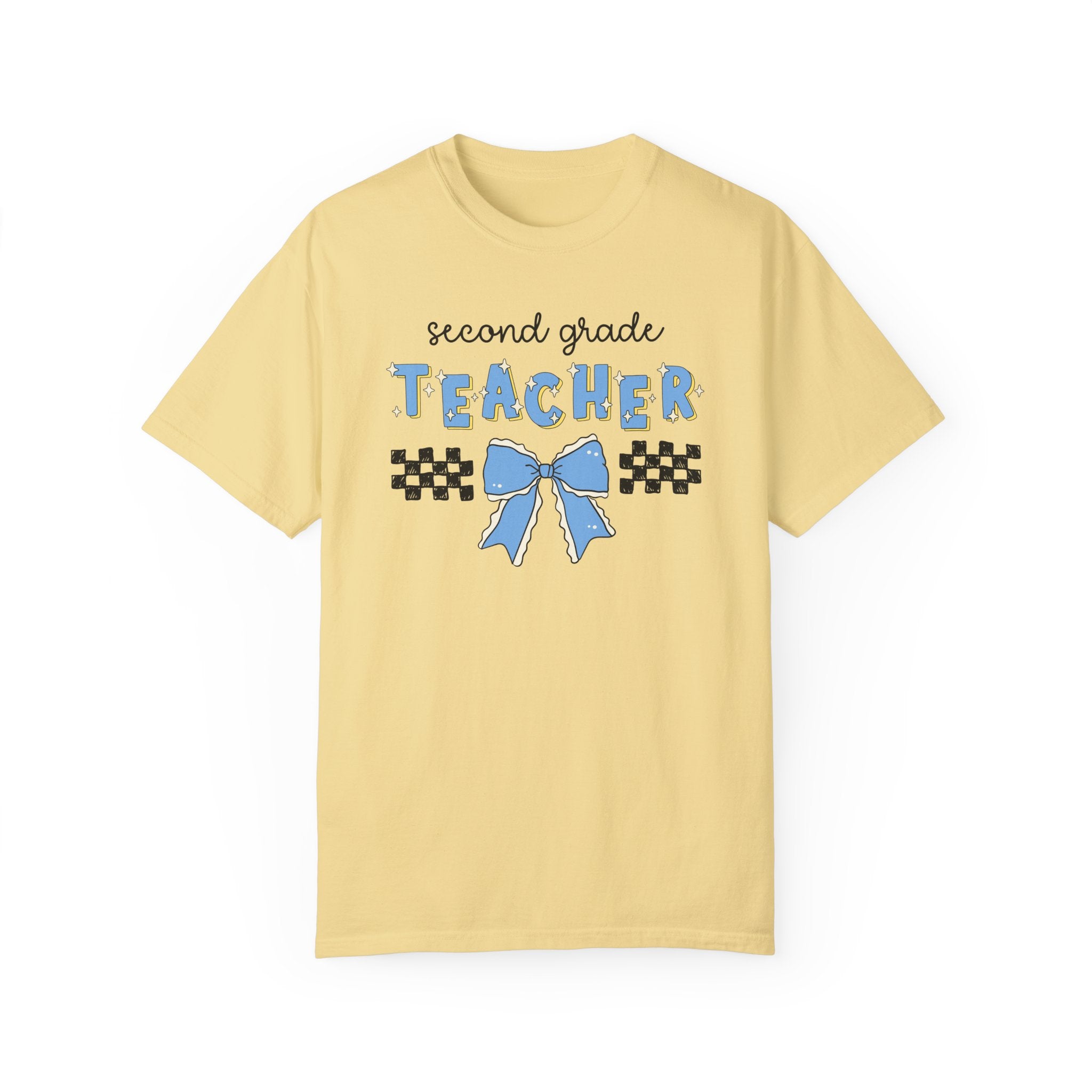 Cute Second Grade Teacher T-Shirt, First Day of School, Meet the Teacher, Cute Teaching Major Gift, New 2nd Grade Teacher Tee Shirt with Bow - Opal and June
