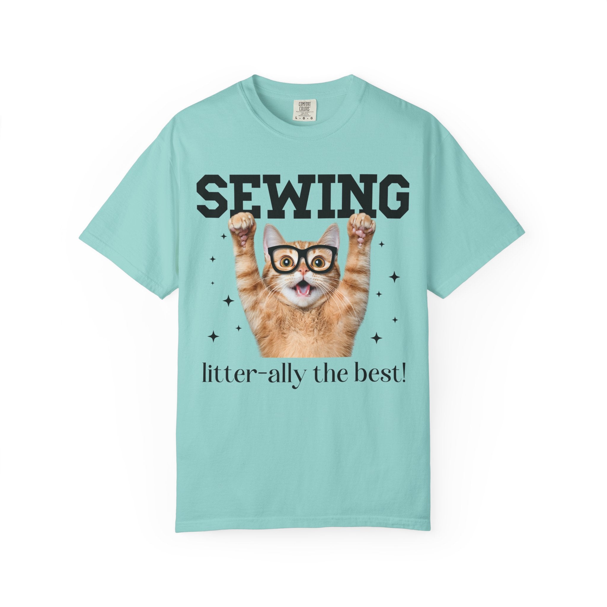 Cute Sewing Lover or Sewing Teacher T-Shirt for Daughter Who Sews, Funny Saying Tee for Fashion Major or Professor, Cat Mom Animal Lover Tee - Opal and June
