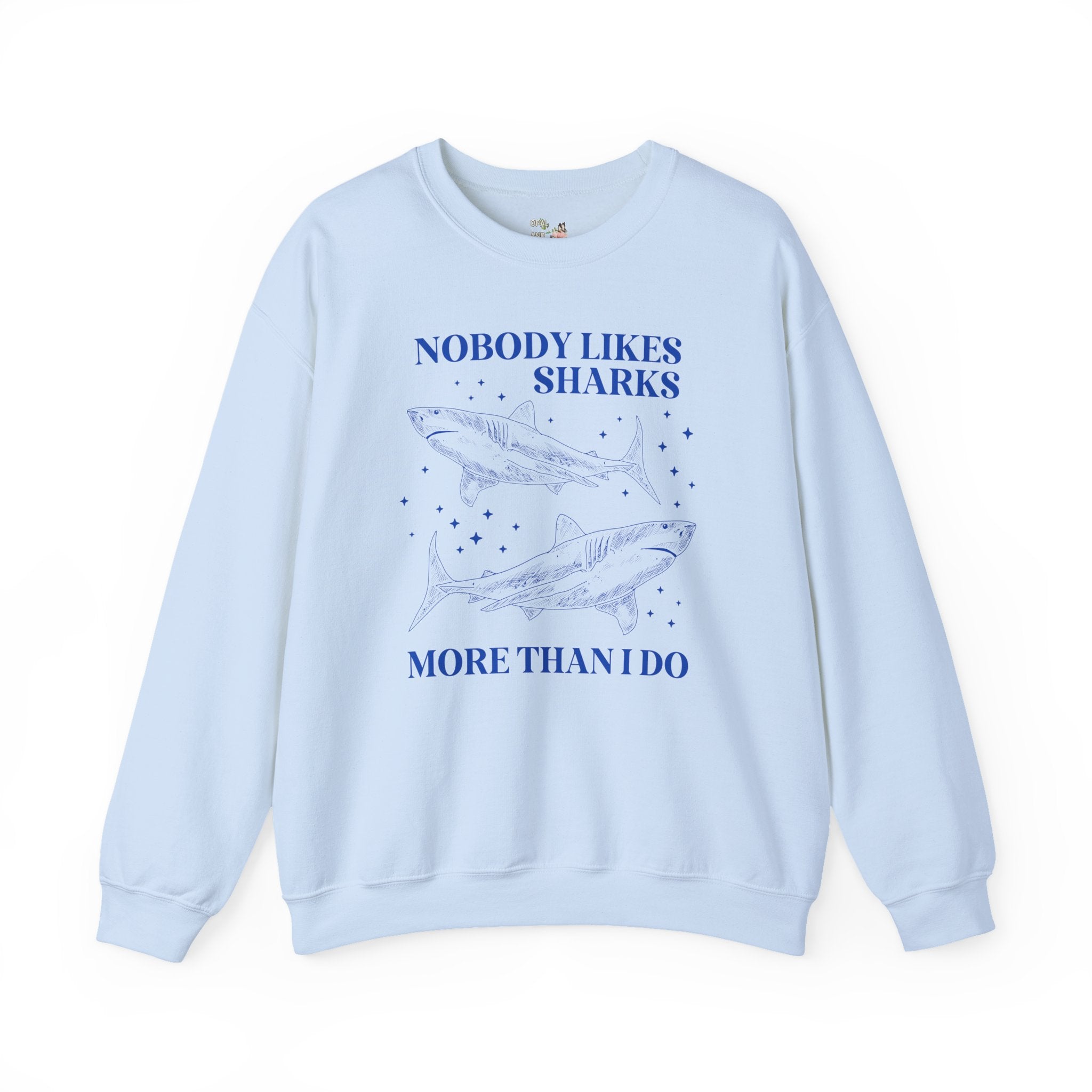 Cute Shark Lover Sweatshirt with Stars for Animal Lover or Beach Lover Who Loves Great White Sharks, Funny Saying Marine Biologist Present - Opal and June