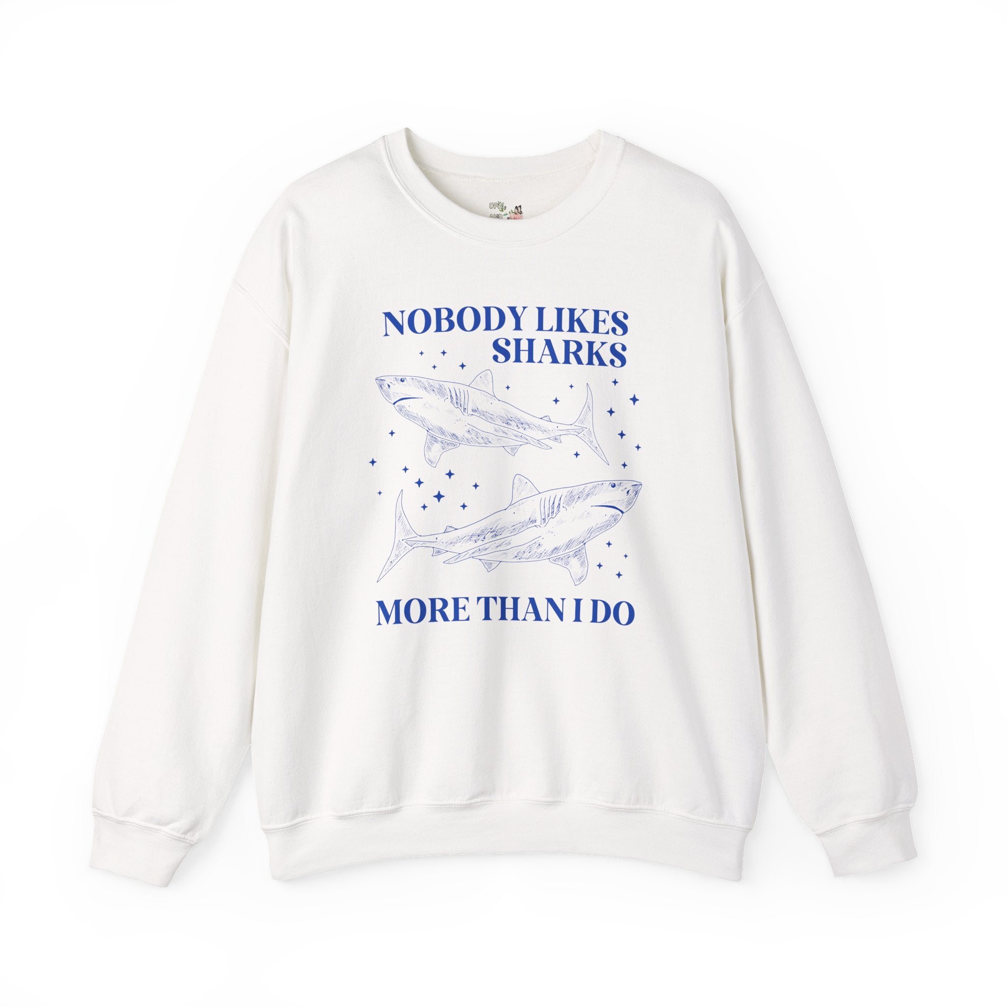 Cute Shark Lover Sweatshirt with Stars for Animal Lover or Beach Lover Who Loves Great White Sharks, Funny Saying Marine Biologist Present - Opal and June
