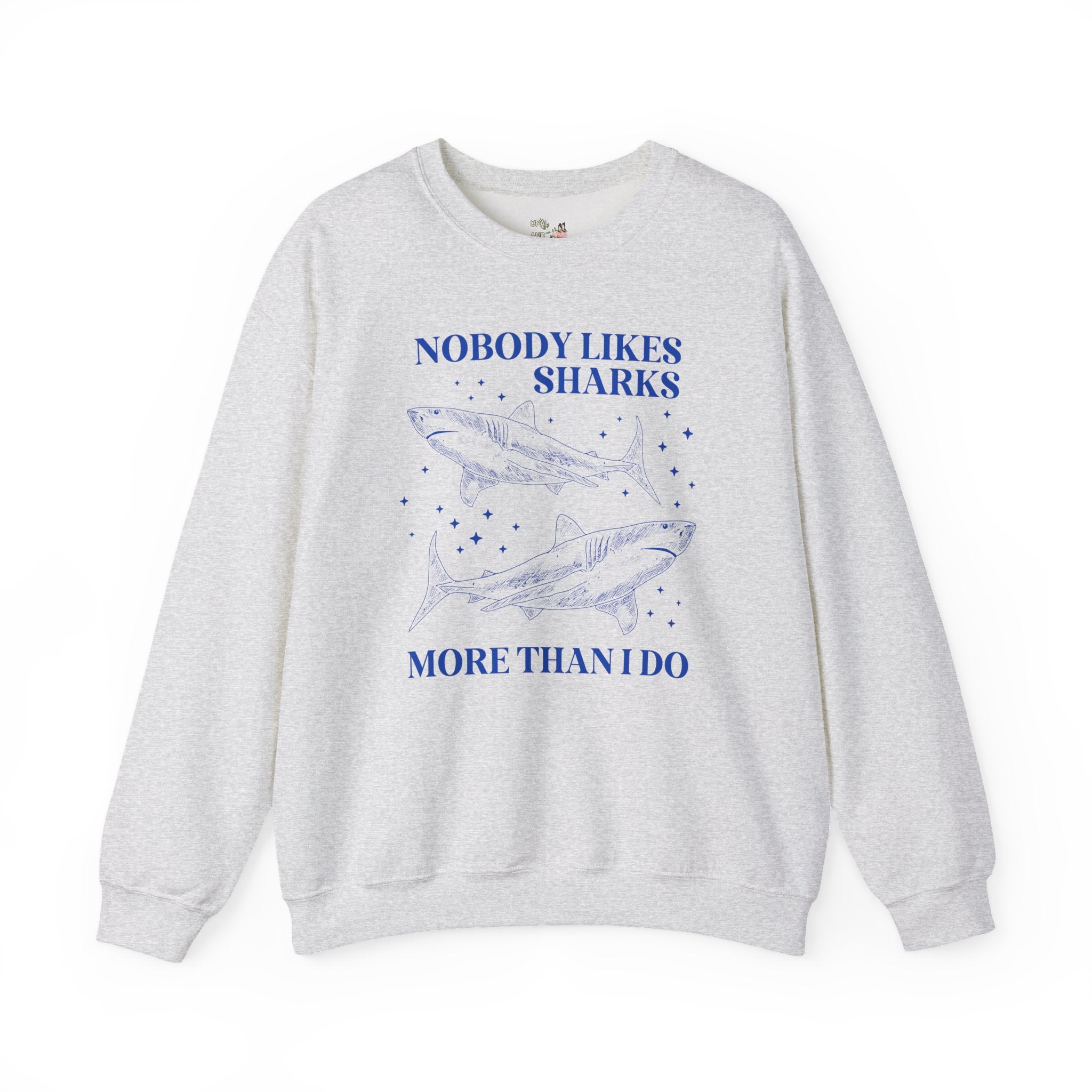 Cute Shark Lover Sweatshirt with Stars for Animal Lover or Beach Lover Who Loves Great White Sharks, Funny Saying Marine Biologist Present - Opal and June