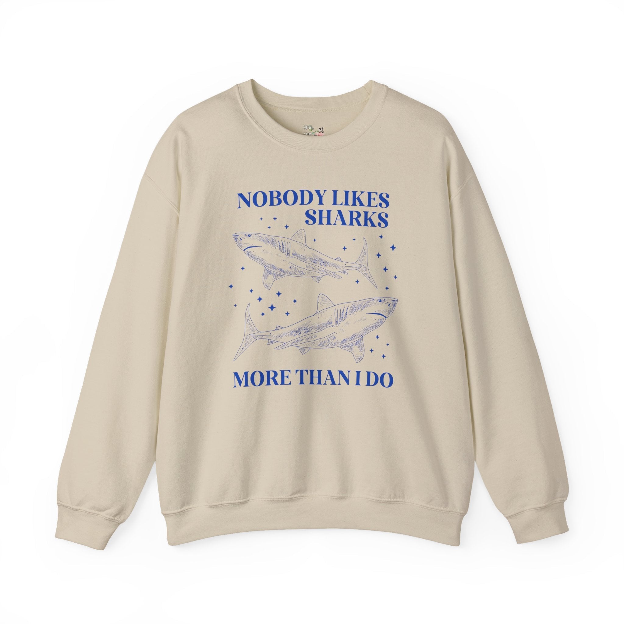 Cute Shark Lover Sweatshirt with Stars for Animal Lover or Beach Lover Who Loves Great White Sharks, Funny Saying Marine Biologist Present - Opal and June