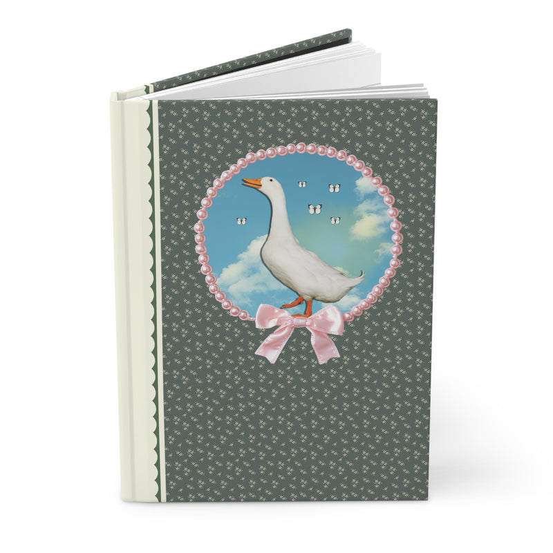 Cute Silly Goose Notebook, Lined Pages, Goose in Front of Sky, Colorful Maximalist Shirt for Butterfly Lover, Animal Lover Gift for Daughter - Opal and June