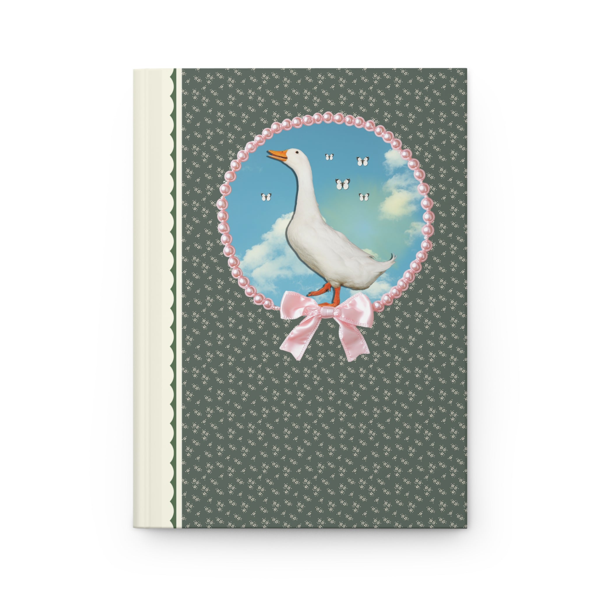 Cute Silly Goose Notebook, Lined Pages, Goose in Front of Sky, Colorful Maximalist Shirt for Butterfly Lover, Animal Lover Gift for Daughter - Opal and June