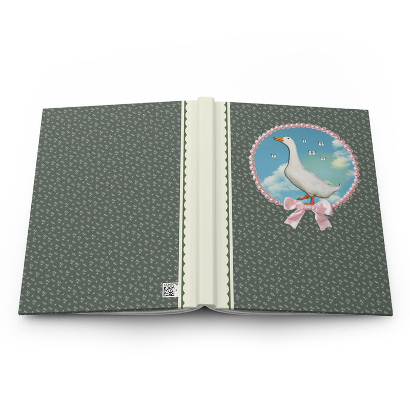 Cute Silly Goose Notebook, Lined Pages, Goose in Front of Sky, Colorful Maximalist Shirt for Butterfly Lover, Animal Lover Gift for Daughter - Opal and June