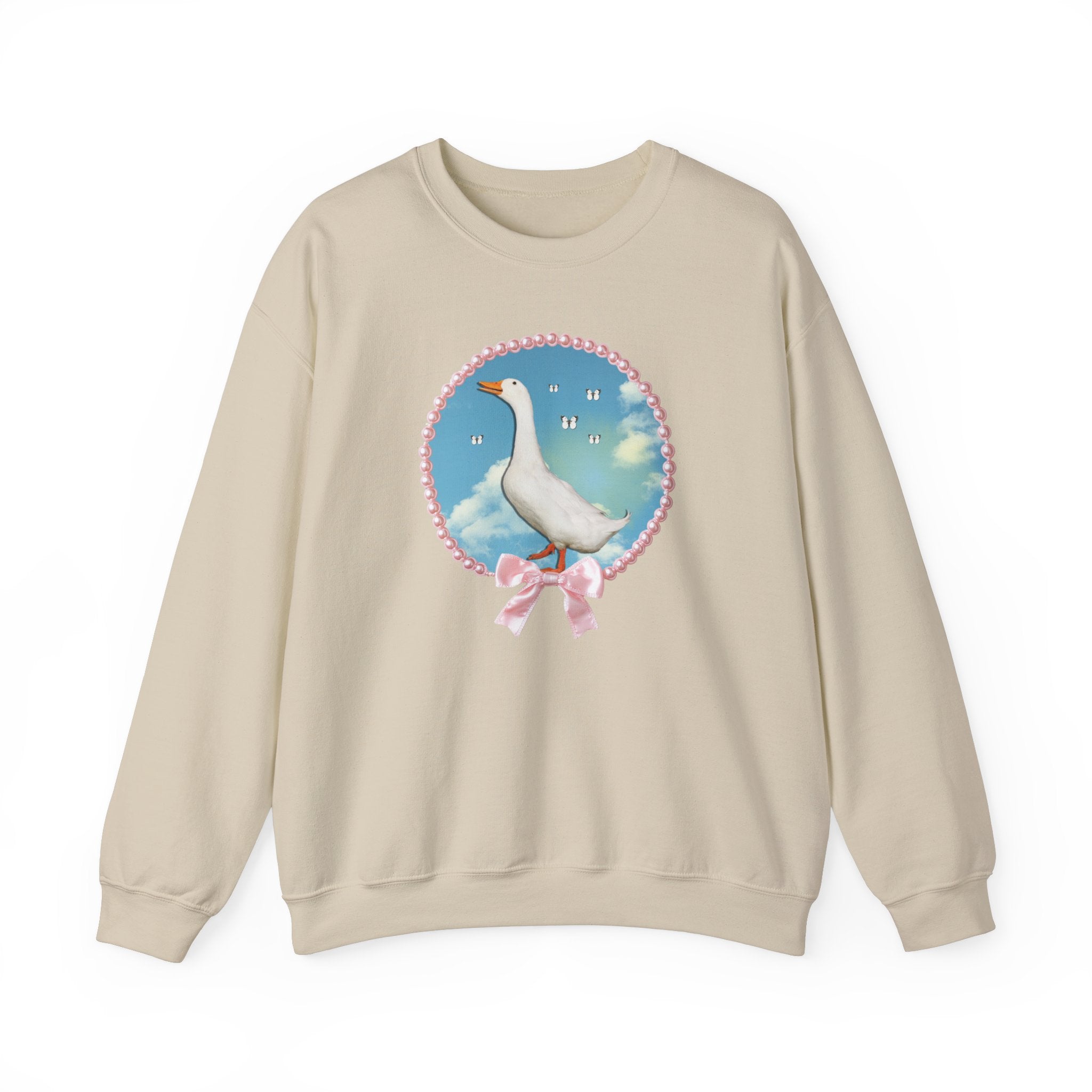 Cute Silly Goose Sweatshirt, Photo of Goose in Front of Sky, Colorful Maximalist Shirt for Butterfly Lover, Animal Lover Gift for Daughter - Opal and June