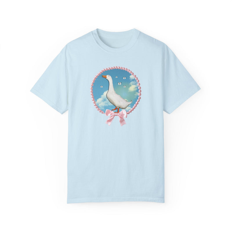 Cute Silly Goose Tee Shirt, Photo of Goose in Front of Sky, Colorful Maximalist T-Shirt for Butterfly Lover, Animal Lover Gift for Daughter - Opal and June