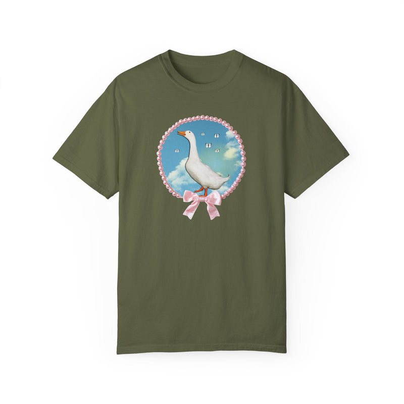 Cute Silly Goose Tee Shirt, Photo of Goose in Front of Sky, Colorful Maximalist T-Shirt for Butterfly Lover, Animal Lover Gift for Daughter - Opal and June