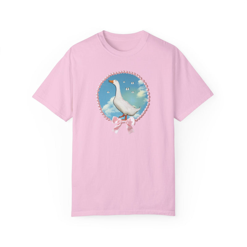 Cute Silly Goose Tee Shirt, Photo of Goose in Front of Sky, Colorful Maximalist T-Shirt for Butterfly Lover, Animal Lover Gift for Daughter - Opal and June