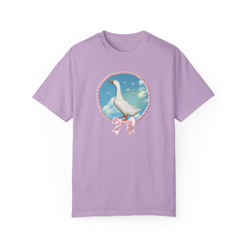 Cute Silly Goose Tee Shirt, Photo of Goose in Front of Sky, Colorful Maximalist T-Shirt for Butterfly Lover, Animal Lover Gift for Daughter - Opal and June