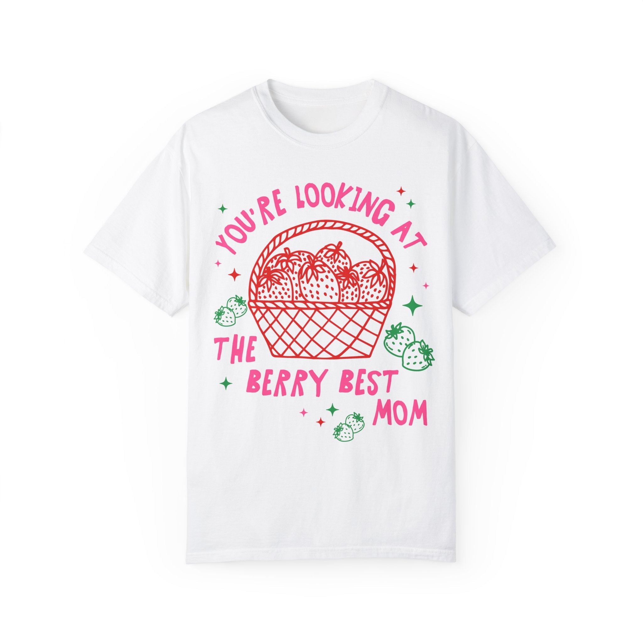 Cute Strawberry Shirt for Mom or New Mama: The Berry Best Mom, Funny Saying Present from Daughter, Cute Fruit Lover Tee Shirt with Stars - Opal and June